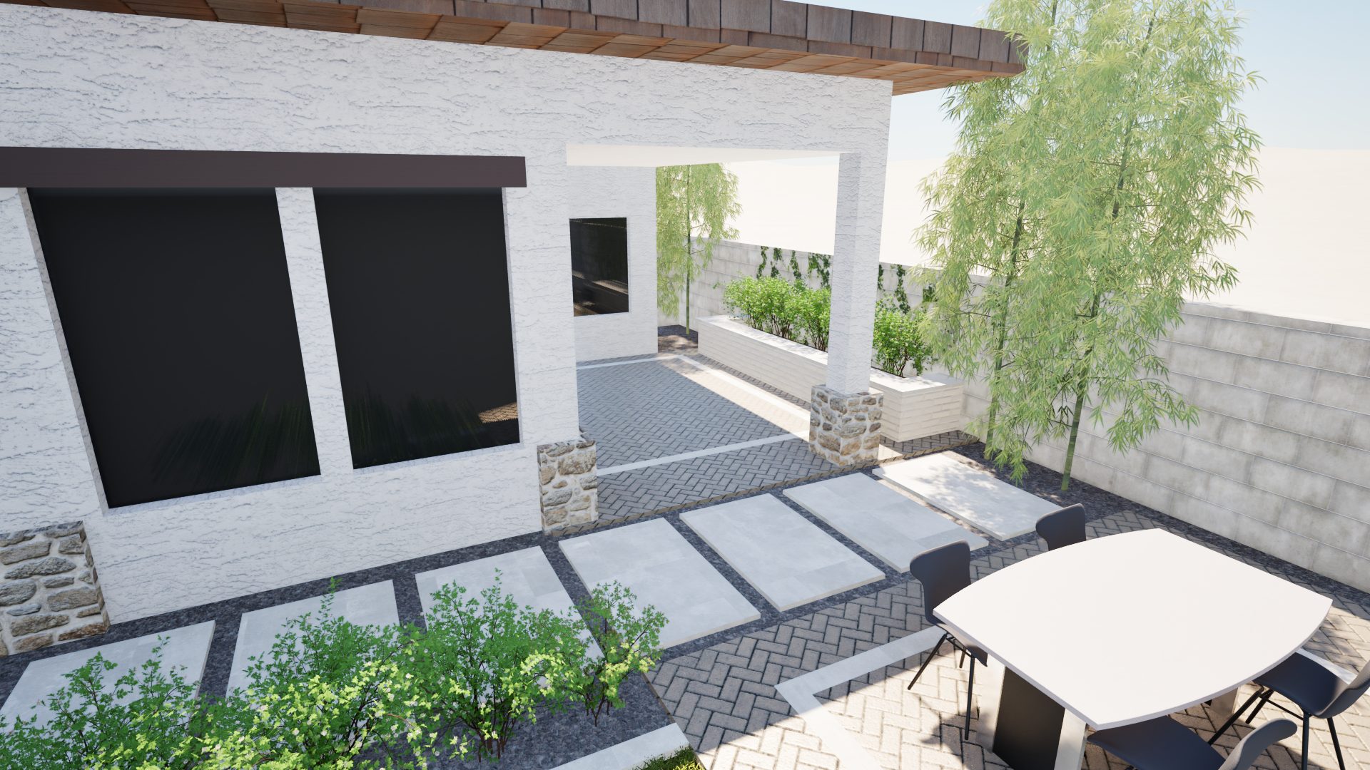 3D design of a courtyard patio